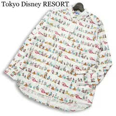 【新品】 Tokyo Disney RESORT 東京ディズニーリゾート 限定 長袖 ディズニーキャラクター総柄 BD シャツ Sz.M メンズ 白