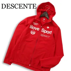 DESCENTE デサント 通年★ ロゴプリント ストレッチ フーディー ナイロン ジャケット ブルゾン Sz.O メンズ