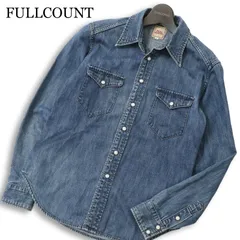FULLCOUNT フルカウント 通年★ 長袖 ヴィンテージ加工 日本製生地 スリム デニム ウエスタン シャツ Sz.L メンズのサムネイル