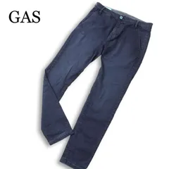 【新品 未使用】 GAS ガス 通年 RUNIC★ USED加工 ストレッチ スリム テーパード パンツ Sz.28 メンズ 紺 ネイビーのサムネイル