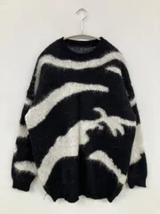 ニット/セーター ブラック その他総柄 ミドル丈 長袖 クルーネック(丸首)