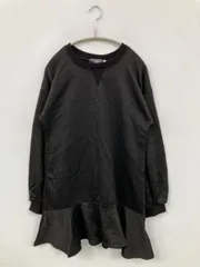 VOGUE ヴォーグ ワンピース L ブラック コットン スウェット 長袖 無地 フリル フレア