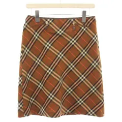 バーバリーブルーレーベル BURBERRY BLUE LABEL スカート ミニ チェック 台形 ウール 36 茶 ブラウン FLF24-520 /☆G