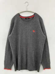 BURBERRY BLACK LABEL バーバリーブラックレーベル ニット/セーター 3 グレー ワンポイント 刺繍 長袖 ミドル丈 クルーネック(丸首)