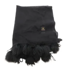 ランバン LANVIN ストール ショール ファー付き ボンボン ロゴ 黒 ブラック /FF ■GY18のサムネイル