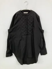 AUNT MARIE'S アントマリーズ シャツ/ブラウス F ブラック コットン 無地 キルティング ロング丈 長袖 ノーカラー