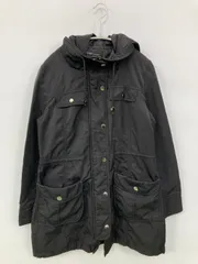 INTERPLANET ミリタリージャケット 38 ブラック 無地 フードあり ジップアップ ボタン留め