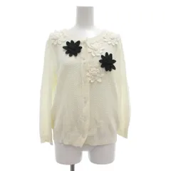 ユキトリイ YUKI TORII カーディガン ニット 七分袖 フラワーモチーフ 花装飾 40 白 ホワイト /GV