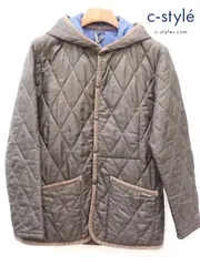 Q705 [人気] LAVENHAM ラベンハム フード付き中綿キルティングジャケット 38 ブラウン | Q★