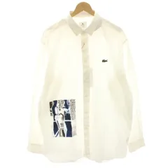 ラコステ ライブ Lacoste L!VE タグ付き プリントデザインボタンダウンシャツ カジュアルシャツ 長袖 41 白 ホワイト CH8791L /HNのサムネイル