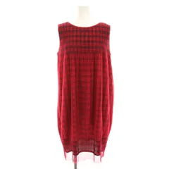 プリーツプリーズ PLEATS PLEASE イッセイミヤケ チュールレイヤードチェックプリーツワンピース ミニ ノースリーブ 3 赤 レッド PP43-JH843 /YTのサムネイル