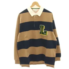 ラコステ LACOSTE タグ付き クレイジーパターンラガーシャツ ポロシャツ カットソー 長袖 ボーダー アシンメトリー 5 茶 ブラウン 紺 ネイビー PH6967-99 /HN