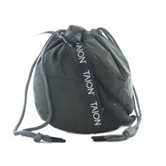 タイオン TAION ショルダーバッグ チャコールグレー 巾着型 中綿入り ロゴテープ /RI ■OS