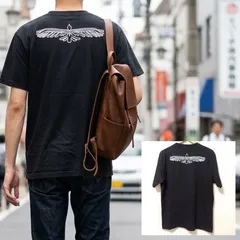 ナスカの地上絵が目を引く【SAAD】サード 半袖 Tシャツ クルーネック 丸首 カットソー 背面プリント コットン 綿100% ハチドリ 蜂鳥 ブラック 黒 古代遺産 アメカジ メンズ サイズL /M44770jQのサムネイル