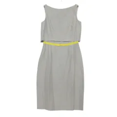 FOXEY フォクシー クラシック ワンピース シルク100% ウエストリボン ノースリーブ ドレス ひざ丈 グレー 38【S】 レディース 【中古】