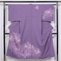 訪問着 身丈161 裄68 銀彩 花模様 ぶどう 葡萄 ぼかし 着物 053b 