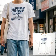 公式コラボ復刻ランタグ【CHAMPION】チャンピオン VINTAGE PEANUTS スヌーピー ドライブ カリフォルニア プリント 半袖 Tシャツ クルーネック コットン 綿100% ホワイト 白 メンズ サイズL /M44778jQ