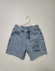 (新品) レディース ダメージデニム ハーフパンツ ミディアム