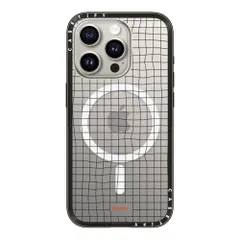 CASETiFY コンパクト iPhone 15 Pro ケース [MagSafe対応/薄型 軽量/耐衝撃] - Wavy Grid by Poketo - ブラックma 11b70bb4