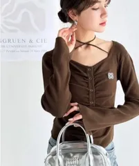 mily bilet カーディガン/ボレロ L ブラウン 無地 長袖