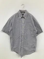 UNIQLO ユニクロ シャツ/ブラウス S ブルー コットン ストライプ柄 ボタンダウン 半袖 ミドル丈