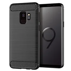Galaxy S9 用の スマホケース SC-02K /SCV38 用の ケース カバー ケース 炭素繊維カバー (素材/TPU) 指紋防止 滑り止め 薄型 軽量 耐衝撃 簡易脱着 ソフトケース カラー：黒