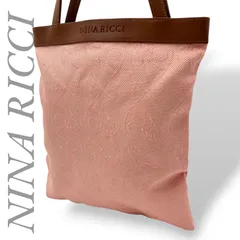 【B5117】 NINA RICCI ニナリッチ トートバッグ ハンドバッグ ハート柄 ピンク キャンバス レザー 手提げ 縦長 レディース