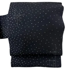 名古屋帯 優品 幾何学 黒 正絹 【中古】