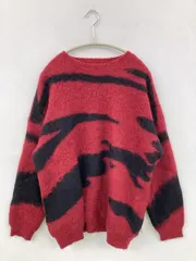 ニット/セーター ONE-SIZE レッド ニット その他総柄 ミドル丈 長袖 クルーネック(丸首)