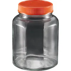 ガラス 保存ビン 八角型 オレンジ