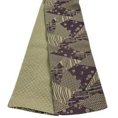 【美品】半幅帯 優品 幾何学 紫 化繊 【中古】