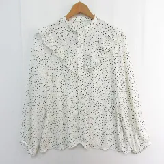 ロペピクニック ROPE Picnic シフォン ブラウス 長袖 フリル 38 アイボリー ドット kz14698