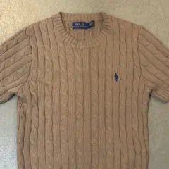 S ポロラルフローレン レディース ブラウン ケーブル 半袖 ニット