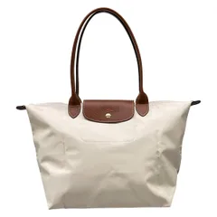 LONGCHAMP(ロンシャン) トートバッグ美品  ル・プリアージュオリジナルL L1899089P71 アイボリー×ブラウン 折りたたみ レザー