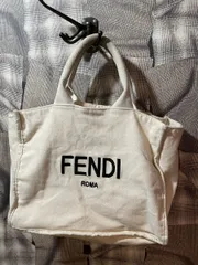 福岡出品　定価８万程度　FENDI　正規品　 トートバッグ フェンディ コットン ホワイト FKのサムネイル