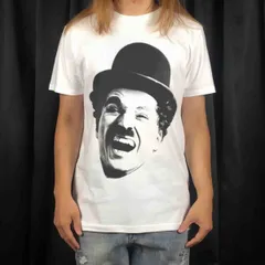 オリジナル Tシャツ ビッグ プリント チャップリン ハット ヒゲ ちょび髭 コメディアン 笑い Tシャツ S M L XL タイト ジャスト 大きい ビッグ オーバーサイズ メンズ レディース ユニセックス ピンククリーム