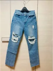 新品 1回試着) デニム ブーツカット ダメージデニム