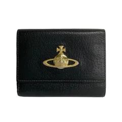 VivienneWestwood(ヴィヴィアンウエストウッド) 3つ折り財布美品  黒 がま口/オーブ レザー