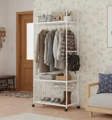 ハンガーラック キャスター付 棚付 コートハンガー 洋服ラック 幅60cm