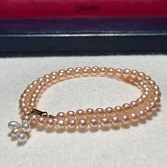美品】Tasaki5連淡水ベビーパールネックレスオレンジ色3.5-4mm - メルカリ