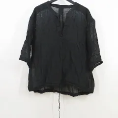 ネストローブ nest Robe 七分袖 プルオーバー 黒系 ブラック 紐リボン 透け感 のサムネイル
