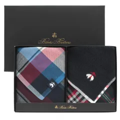 [ブルーミング] Brooks Brothers (ブルックスブラザーズ) 専用ギフトBOX入り メンズ イージーケアハンカチ＆タオルハンカチ 2枚セット (ギフトセット) 001761-0001-01