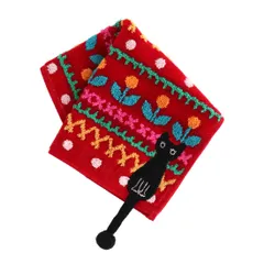 アツコマタノ 【Atsuko Matano】 タオルハンカチ (レッド) [綿100％] ＜子猫のいる庭＞ 婦人 ネコ ハンドタオル 25cm 181005-0006-03