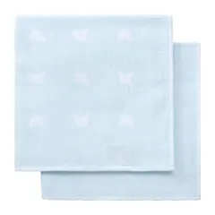 赤ちゃんの城 ガーゼハンカチ パステルベア やわらかガーゼ 2枚入り サックス