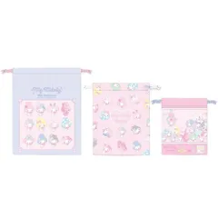 マリモクラフト サンリオ マイメロディ50th ガーリーポップハート 3P巾着 マイメロディ [L]約W180×H230mm[M]約W150×H190mm[S]約W120×H150mm MMM-544