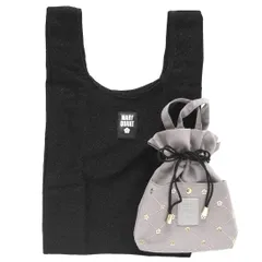 [マリークワント] エコバッグ/マイバッグ 巾着付き キルティング柄 (グレー) 001517-0001-02