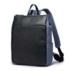 【グッシオ レザー】 上質牛革×キャンバス リュック レディース 軽量 通勤通学 A4ファイル対応 本革 バックパック カジュアル 収納 180927(ネイビー)