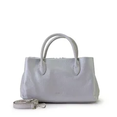 [バルコス] シュリンクレザー 3層 ハンドバッグ ショルダーバッグ レディース 5段階のショルダーベルト付き 2way 丈夫でキズが付きづらい 荷物の出し入れスムーズ 柔らかな牛革 シルバー