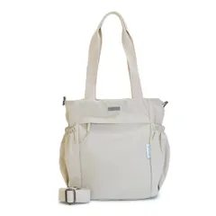 [バルコスブルー] ナイロン ハンドバッグ 2way仕様 肩掛け ミニバッグ ショルダーバッグ フリーアジャスター付き 見た目以上の収納力 機能的 アイボリー