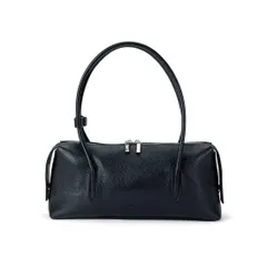 [バルコス] レザー バッグ 横長 肩掛けバッグ ハンドバッグ かばん レディース 大きく開くファスナー 自立式ボディ 型崩れしにくい 内ポケット付きで物の出し入れが快適 おしゃれ お出かけ ブラック